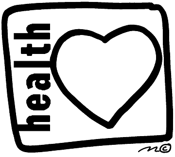 drawing of a heart with the word health